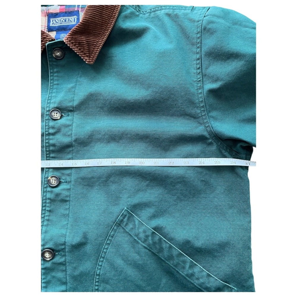 Land’s End Oversized Green Cotton Chore Coat with Brown Corduroy Collar Size XL - Picture 4 of 12